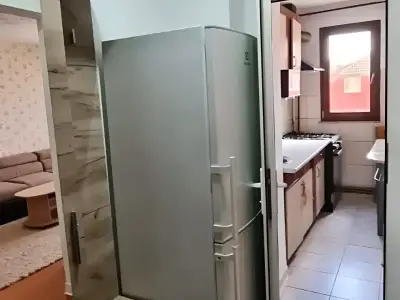 Bucatarie cu frigider apartament de inchiriere Arad Arad