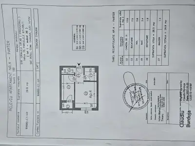 Schita plan garsoniera de vanzare in Rosu Ilfov