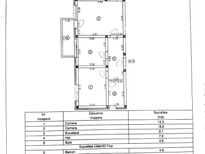 Schiță apartament vanzare Sânpetru Brașov plan locuinta