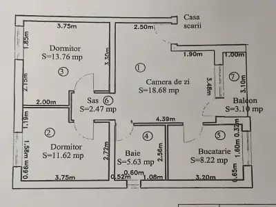 Schita plan apartament vanzare Sânpetru Brașov
