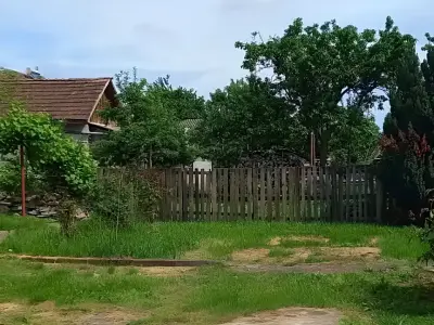 Teren cu casa de vanzare Beiuș Bihor curte si gard lemn