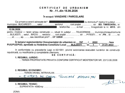 Acte proprietate teren vanzare cumparare Blejești Teleorman