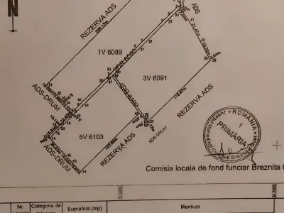 teren vanzare-cumparare Breznița-Ocol Mehedinți plan cadastral