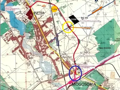 Localizare teren de vanzare Buftea Ilfov pe harta satelit