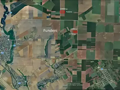 Teren de vanzare in Fundeni Călărași langa rau vedere aeriana