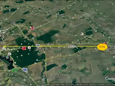 Localizare teren de vanzare Fundulea Călărași vedere satelit