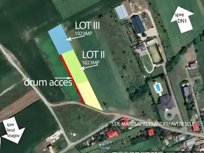 Harta satelit vanzare teren in Izvorani Ilfov zona acces