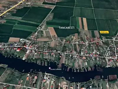 Vedere din satelit teren de vanzare Snagov Ilfov langa rau
