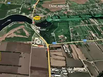 Vanzare teren localizare hotel pe harta satelit Tancabesti Ilfov