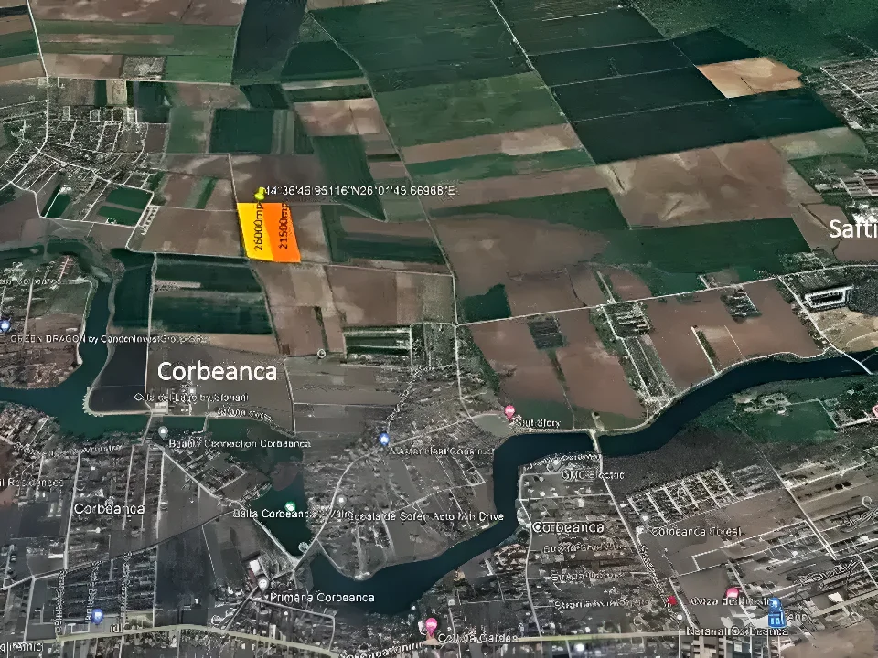 Teren de vanzare Corbeanca Ilfov vedere aeriana locatie